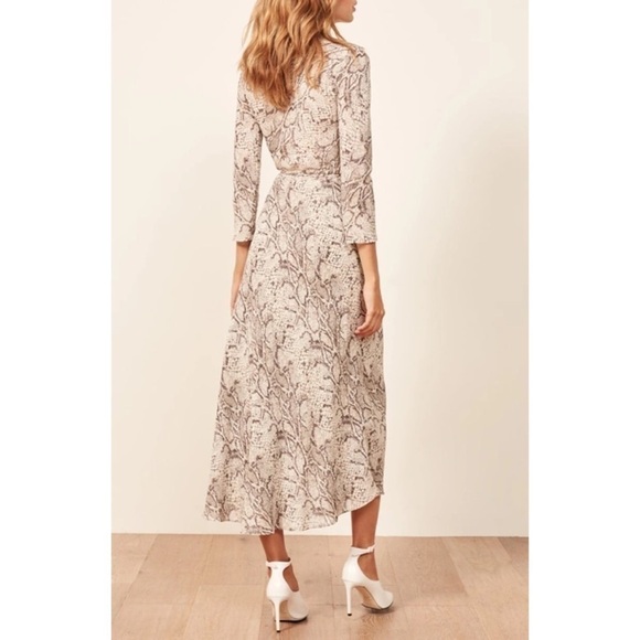 REFORMATION Jaz Wrap Midi Dress In Python - Picture 5 of 14